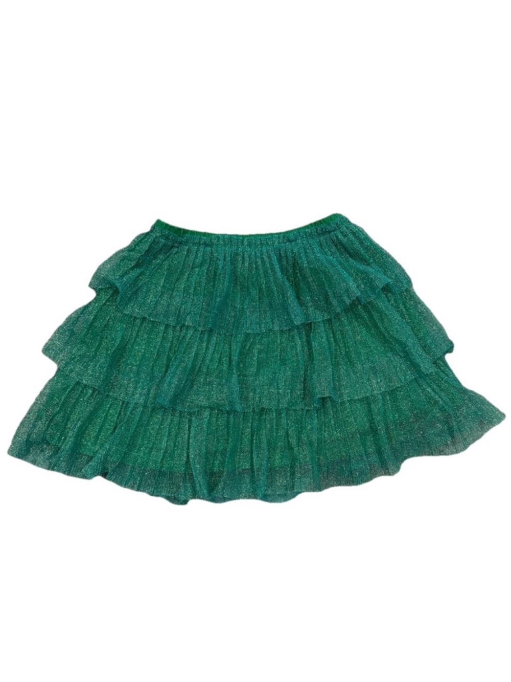 Hanna Andersson Woven Cotton 3 Tiered Skirt Elastic Waist Green Size 120 5T Girl